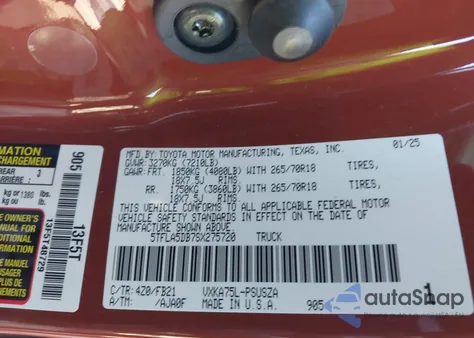 2025 Toyota Tundra Crewmax Sr/Crewmax Sr5 из США, поврежденный, VIN 5TFLA5DB7SX275720